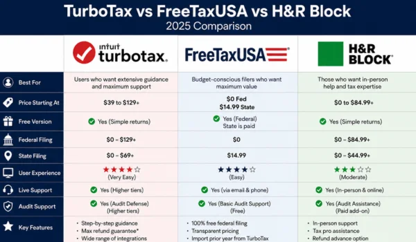 TurboTax vs FreeTaxUSA vs H&R Block